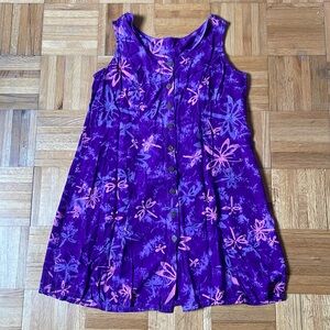Bali Casuals Fun Tropical Purple dress with dragonflies
